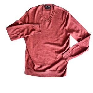 Black Brown 1826 Men's V-Neck Sweater in Red